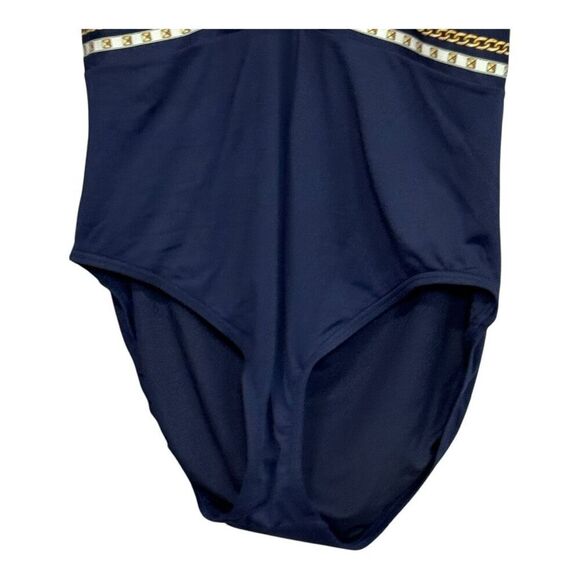 MICHAEL Michael Kors Chain Border Halter One-Piece Swimsuit Size16 - Picture 6 of 8